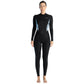 Ladies black wetsuit with long sleeves, front zip, and high-waist paneling