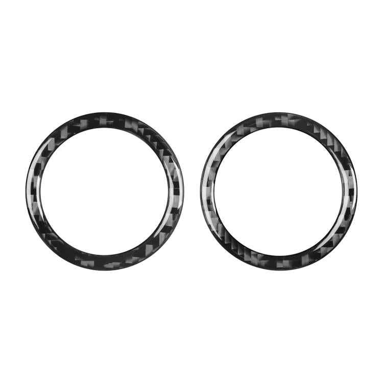 Black carbon-fiber speaker ring stickers for car rear door, 2-piece set