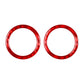 Red carbon-fiber speaker ring stickers for car rear door, 2-piece set
