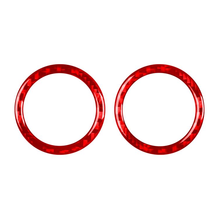 Red carbon-fiber speaker ring stickers for car rear door, 2-piece set