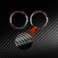 Carbon-fiber speaker ring stickers with red trim, two rings