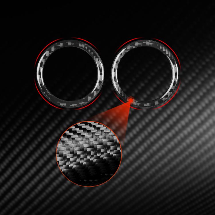 Carbon-fiber speaker ring stickers with red trim, two rings