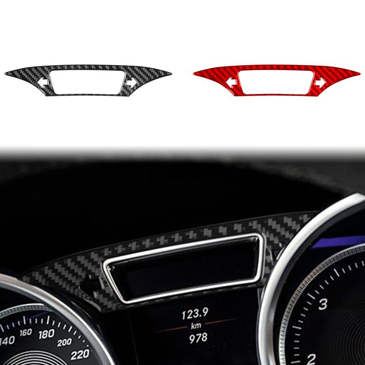 Carbon-fiber dashboard instrument panel stickers in black and red with display cutout