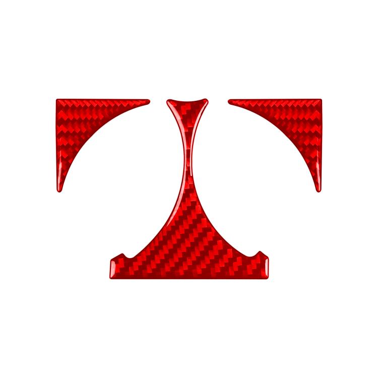 Rear drain cup holder sticker set with carbon-fiber look, 3-piece red design