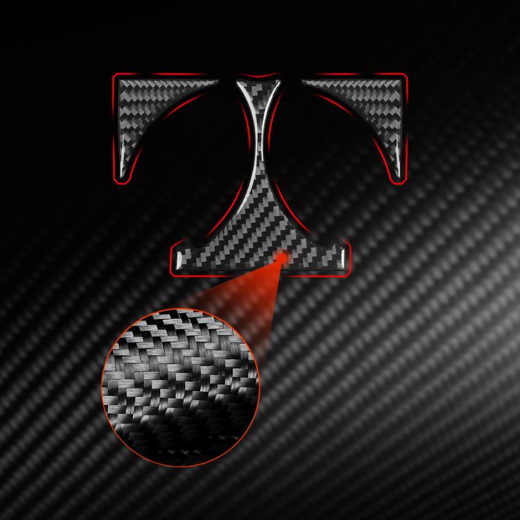 Carbon-fiber rear cup holder sticker set, black pieces with red outline accents