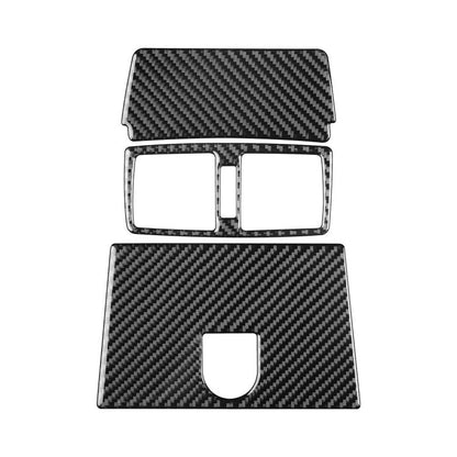 Three-piece carbon-fiber rear air vent trim sticker set, black