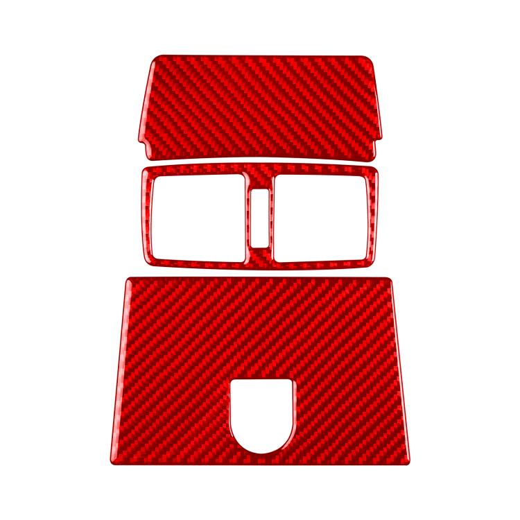 Three-piece carbon-fiber rear air vent trim sticker set, red
