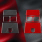 Three-piece carbon-fiber rear air vent trim stickers, black and red set