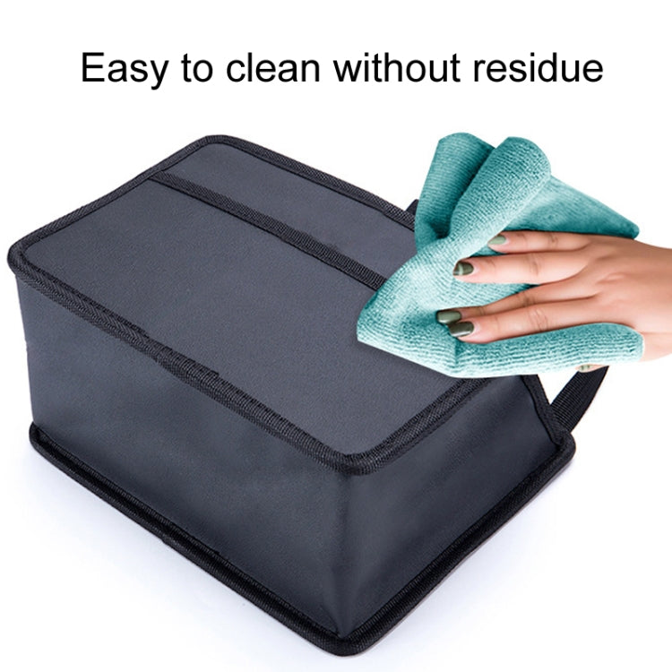 Car hanging storage box, wipe-clean foldable design, black fabric