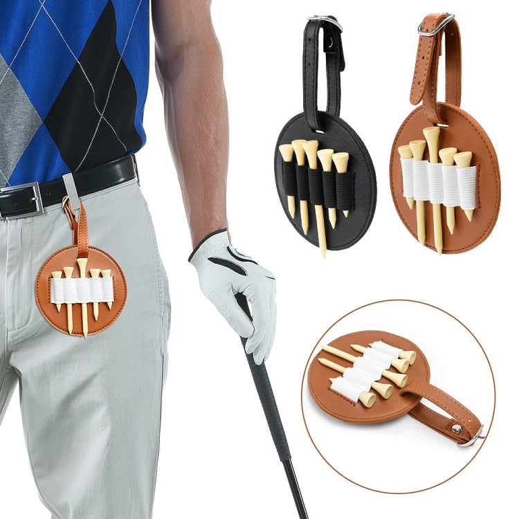 Leather spike insert pouch attached to a belt, with black and brown oval pouches shown.