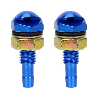 Blue aluminum-capped automotive glass washer sprayer nozzles, 2-pack