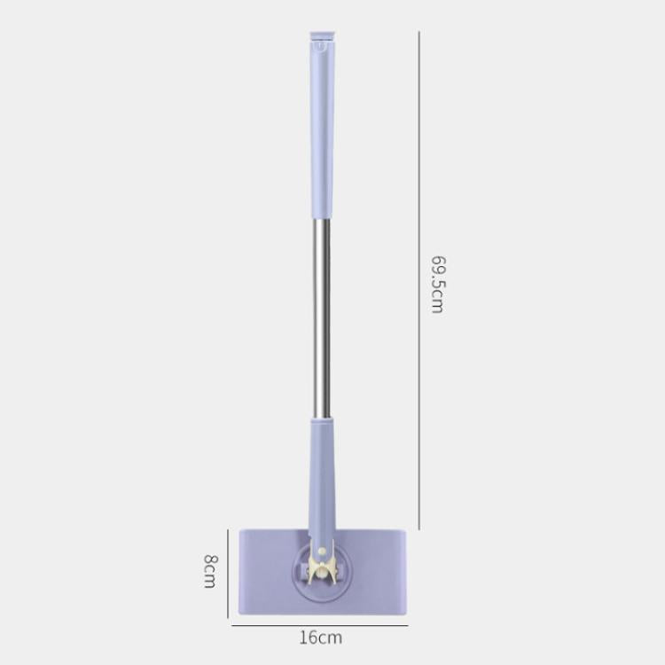 Automatic paper mop with purple base and extension pole with size markers