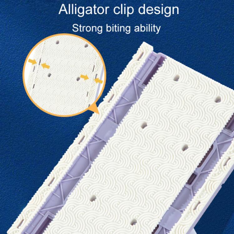 Replacement mop cloth pads with alligator-style clip grips on purple backing