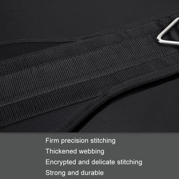 Black webbing weighted belt with reinforced stitching and thickened fabric strap