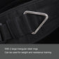 Black weighted belt with triangular steel rings and metal attachment connector
