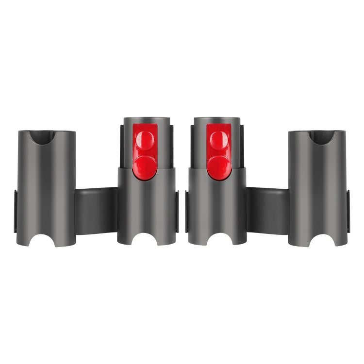Pair of grey vacuum rack extension brackets with red circular inserts and side cups