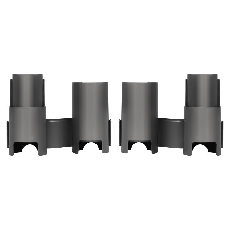 Two-piece grey vacuum rack extension bracket set with open cup mounts