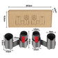 Vacuum rack extension bracket dimensions: two grey cup holders with red center tabs