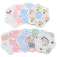 Assorted newborn petal bibs, multicolor with animal and star prints