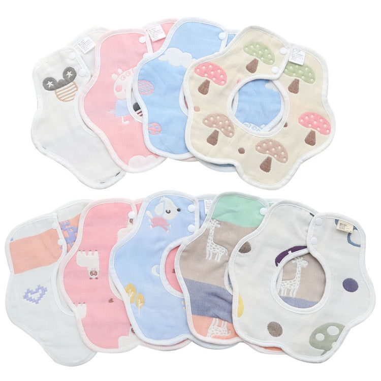 Assorted newborn petal bibs, multicolor with animal and star prints