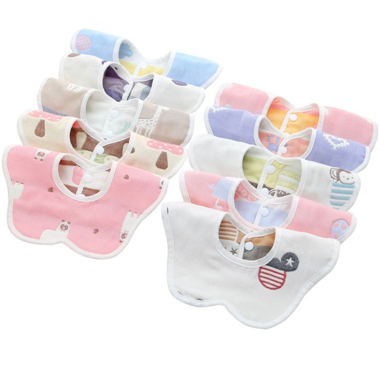 Assorted newborn petal bibs, pastel and white with animal designs