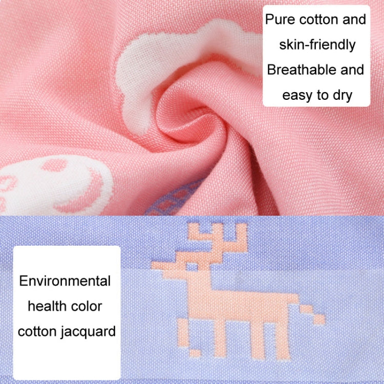 Breathable cotton gauze bib fabric close-up in pink with animal pattern
