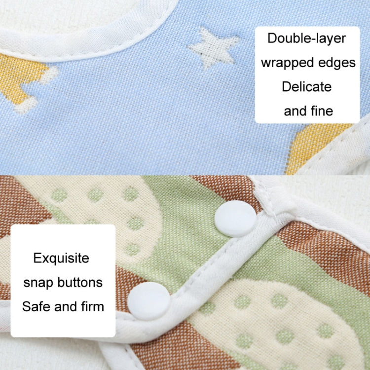 Newborn gauze bib with snap buttons and double-layer wrapped edges close-up