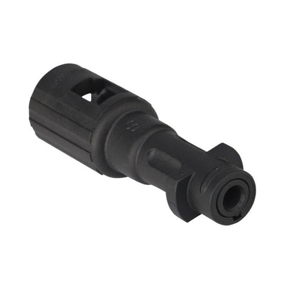 Black bayonet fitting pressure washer adapter with round outlet