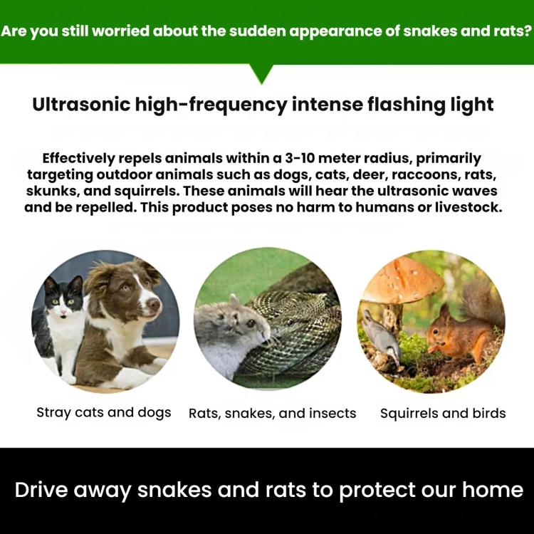 Five-Level Frequency-Adjustable Outdoor Ultrasonic Solar-Powered Animal Repellent, 709