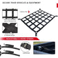 Black cargo net with adjustable S-hook straps for securing truck bed items
