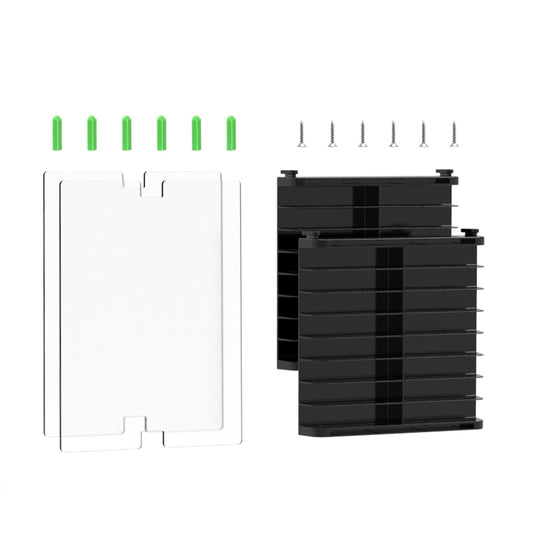 CD storage bracket parts set: white and black plate inserts and small pegs