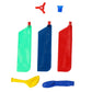 Balloon helicopter DIY kit parts: red, green, blue balloon covers plus yellow and blue balloons