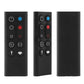 Black air purifier remote control with button icons, plus rear view