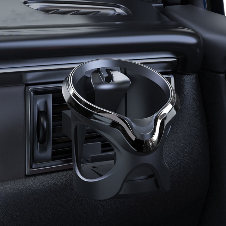 Car cup holder with black stand and gray insert, no visible LED ring