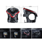 Car cup holder dimensions diagram with red LED ring and black base