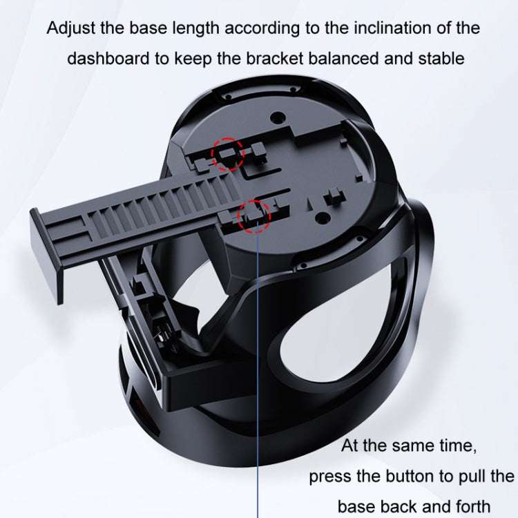 Car cup holder base mechanism with adjustable length components