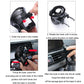 Black car holder with expandable hook and mounting base, shown being attached to air vent