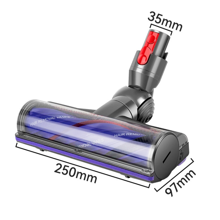 Motorized vacuum roller brush head with blue roller bar, 250mm x 97mm x 35mm