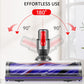 Motorized vacuum roller brush head with 180° swivel layout and red top button