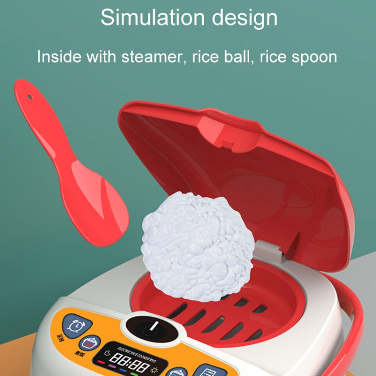 Children's pretend cooking toy set with red skillet, rice ball, and spatula