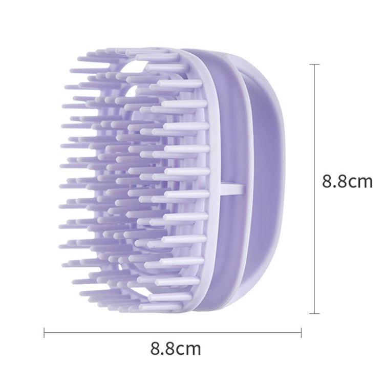 Purple silicone scalp shampoo brush, 8.8 cm wide with rounded massage teeth