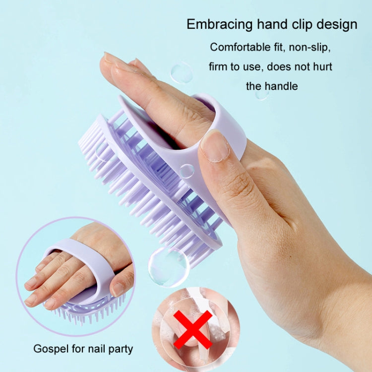 Lavender silicone scalp shampoo brush with hand clip handle design