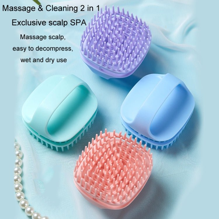 Silicone scalp shampoo brush set in mint, blue, and pink with massage teeth