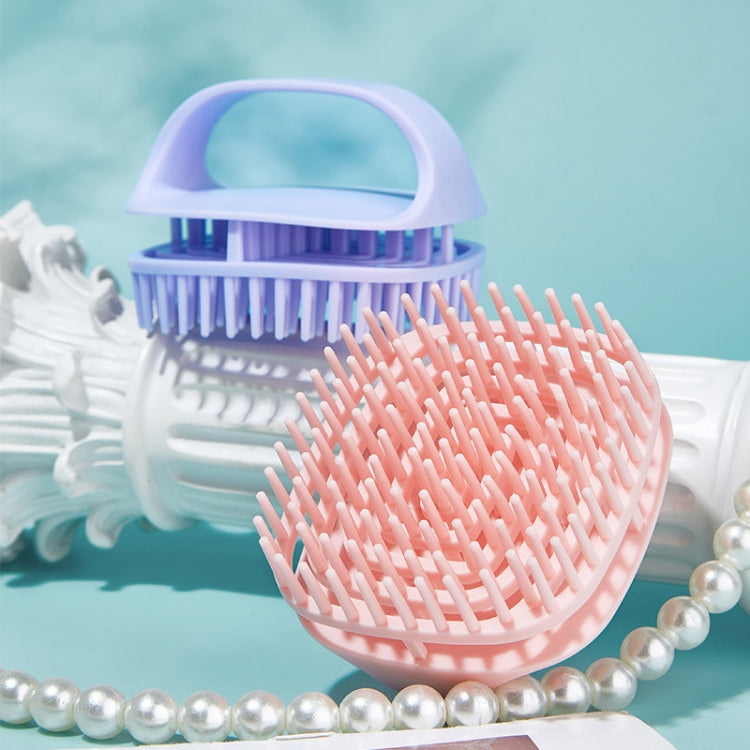 Pink and blue silicone scalp shampoo brushes with dense massage teeth