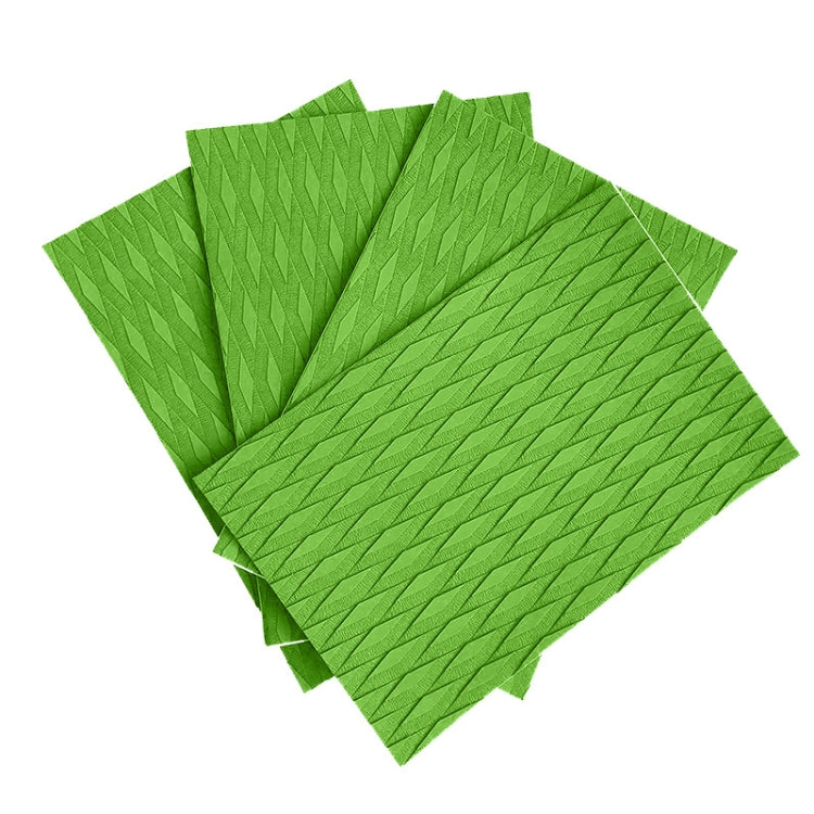 Green EVA surfboard anti-skid pads with textured diamond pattern, set of four sheets