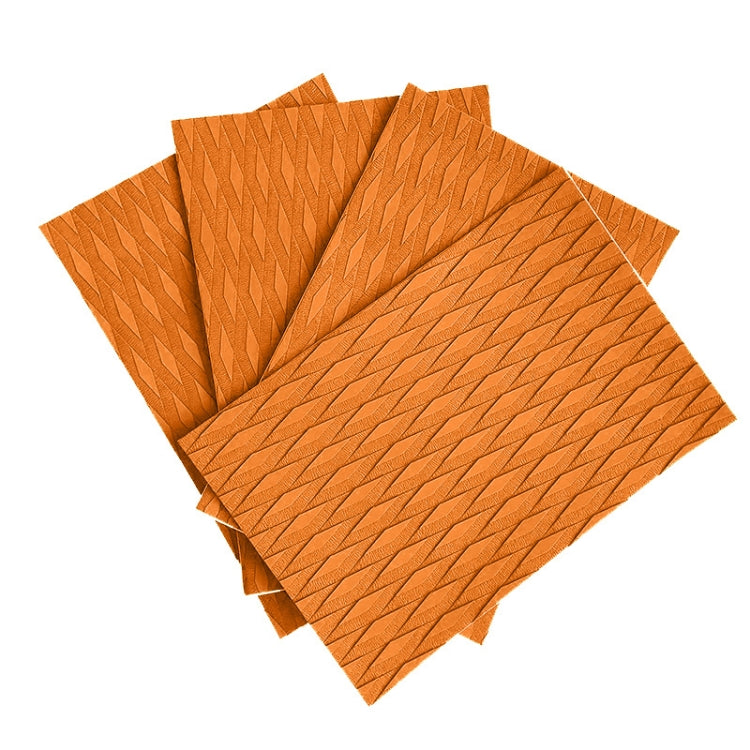 Orange EVA surfboard anti-skid pads with textured diamond pattern, set of four sheets