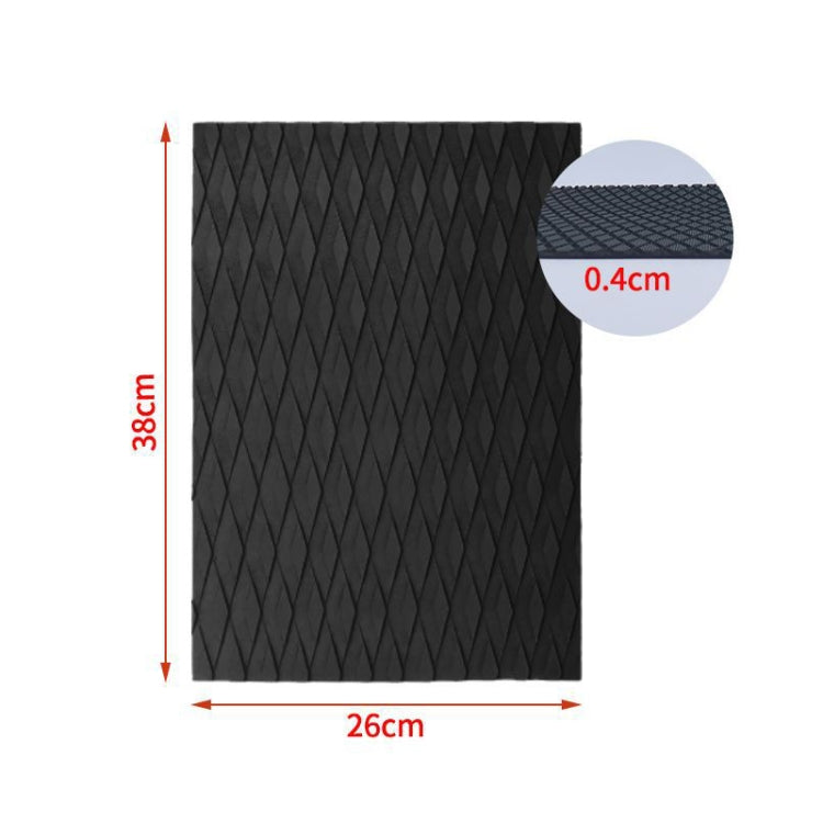 Black EVA anti-skid pad sheet, 26 x 38 cm with textured grip pattern, 0.4 cm thick
