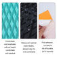 Anti-skid EVA pad close-up texture in teal and black; hand holds an orange sheet