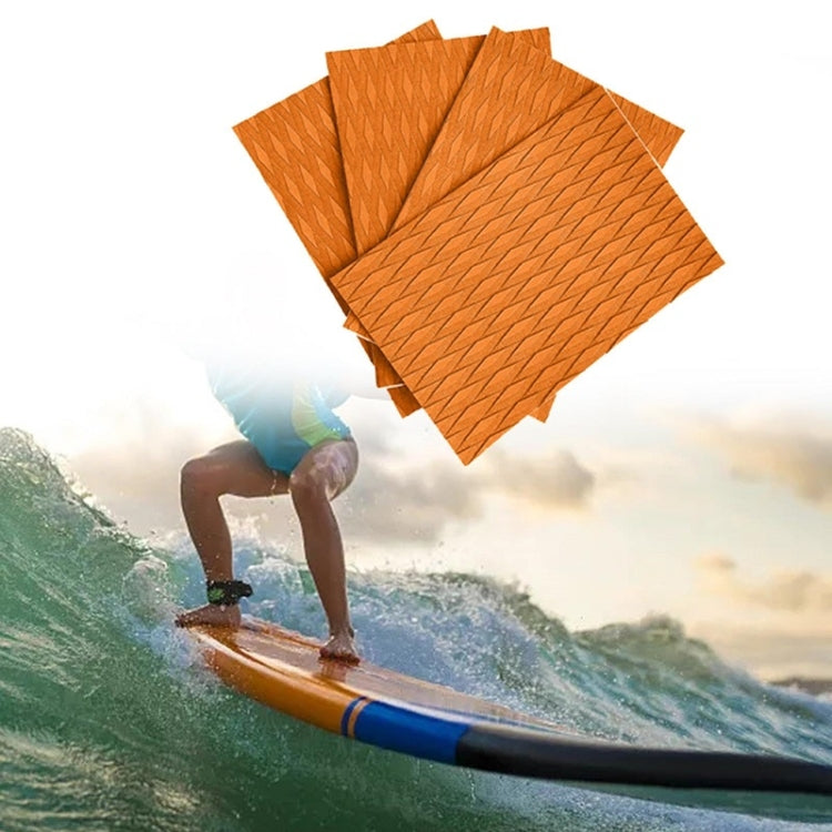 Orange EVA surfboard anti-skid pads, textured diamond pattern set of four sheets