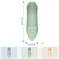 Green silicone pet finger toothbrush shown with size measurements
